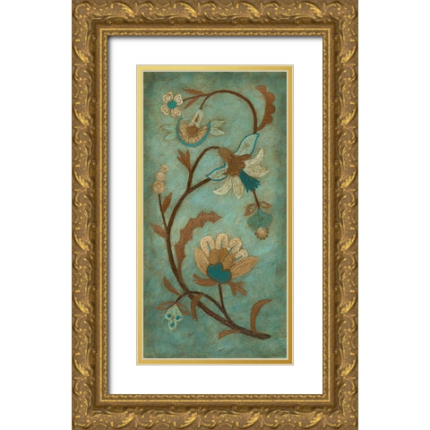 Embroidery Panel I Gold Ornate Wood Framed Art Print with Double Matting by Meagher, Megan
