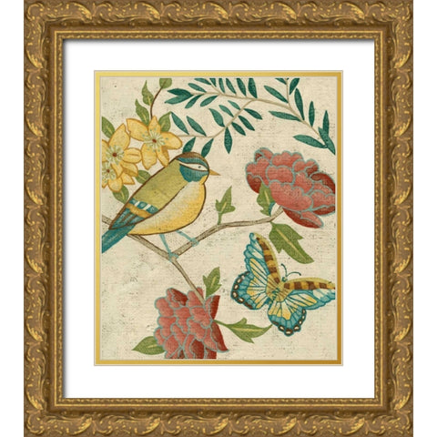 Antique Aviary I Gold Ornate Wood Framed Art Print with Double Matting by Zarris, Chariklia