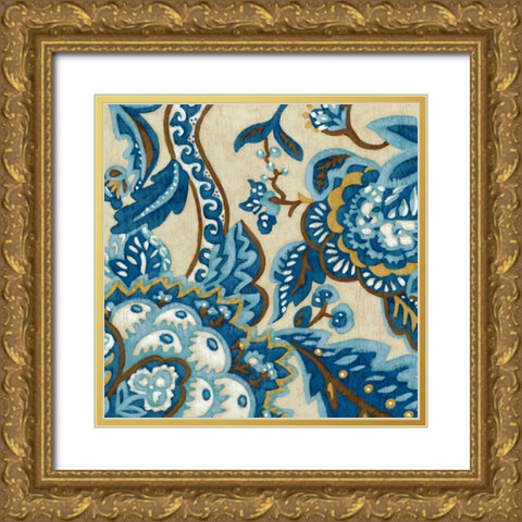 Indigo Tapestry II Gold Ornate Wood Framed Art Print with Double Matting by Zarris, Chariklia