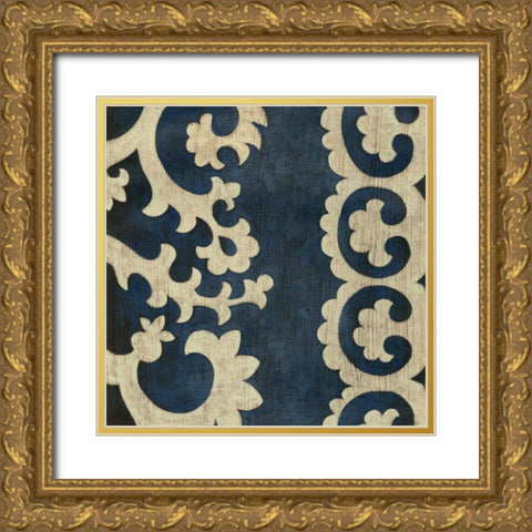 Indigo Suzani I Gold Ornate Wood Framed Art Print with Double Matting by Zarris, Chariklia