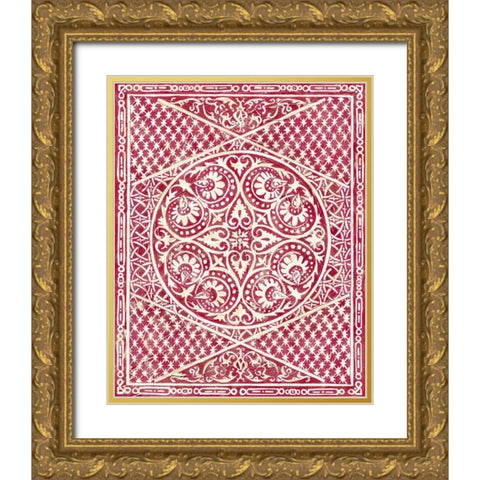 Woodcut in Red II Gold Ornate Wood Framed Art Print with Double Matting by Zarris, Chariklia