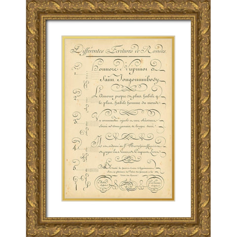 Alphabet Sampler III Gold Ornate Wood Framed Art Print with Double Matting by Diderot, Denis
