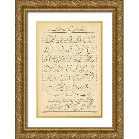 Alphabet Sampler IV Gold Ornate Wood Framed Art Print with Double Matting by Diderot, Denis