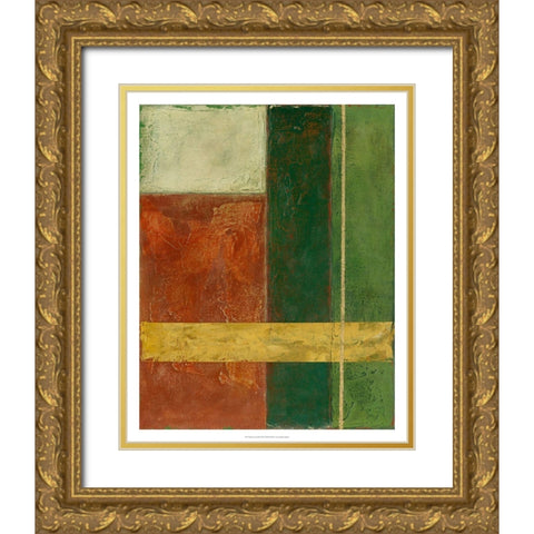 Red, Green, Gold I Gold Ornate Wood Framed Art Print with Double Matting by Meagher, Megan