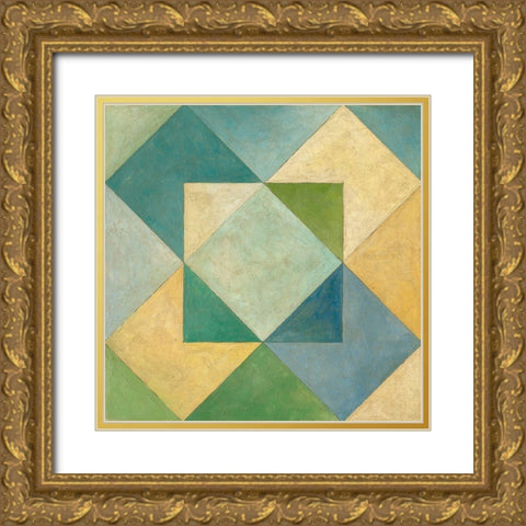 Quilted Abstract IV Gold Ornate Wood Framed Art Print with Double Matting by Meagher, Megan