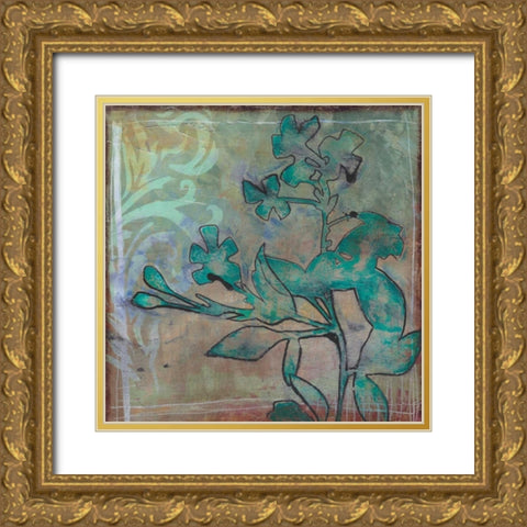 Teal Extraction II Gold Ornate Wood Framed Art Print with Double Matting by Goldberger, Jennifer