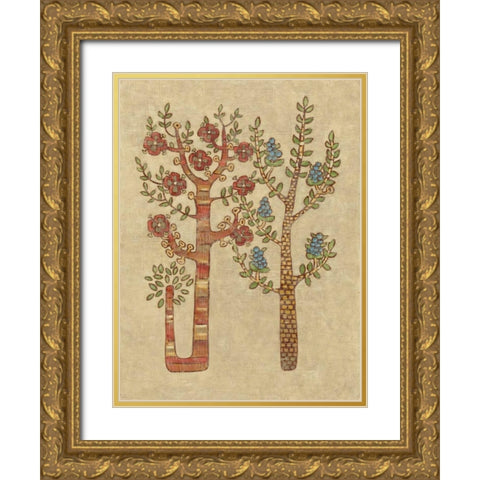 Linen Trees II Gold Ornate Wood Framed Art Print with Double Matting by Zarris, Chariklia
