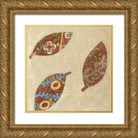 Linen Leaves I Gold Ornate Wood Framed Art Print with Double Matting by Zarris, Chariklia