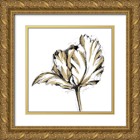 Tulip Sketch III Gold Ornate Wood Framed Art Print with Double Matting by Harper, Ethan