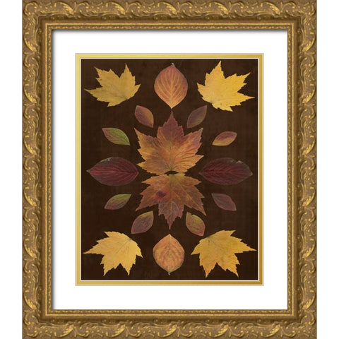 Kaleidoscope Leaves VI Gold Ornate Wood Framed Art Print with Double Matting by Vision Studio