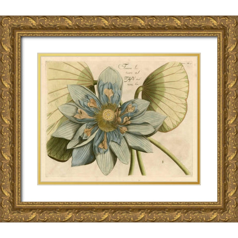 Blue Lotus Flower I Gold Ornate Wood Framed Art Print with Double Matting by Vision Studio