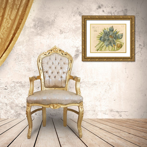 Blue Lotus Flower II Gold Ornate Wood Framed Art Print with Double Matting by Vision Studio