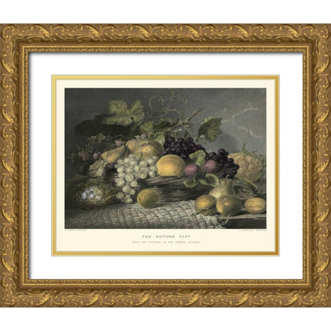 The Autumn Gift Gold Ornate Wood Framed Art Print with Double Matting by Lance, G.