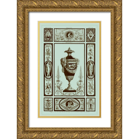 Pergolesi Urns in Celadon II Gold Ornate Wood Framed Art Print with Double Matting by Pergolesi