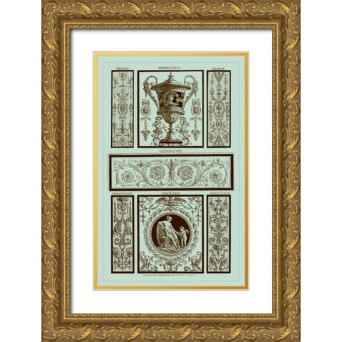 Pergolesi Panel in Celadon II Gold Ornate Wood Framed Art Print with Double Matting by Pergolesi