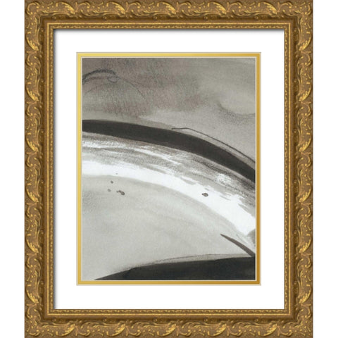 Ink Abstract III Gold Ornate Wood Framed Art Print with Double Matting by Harper, Ethan