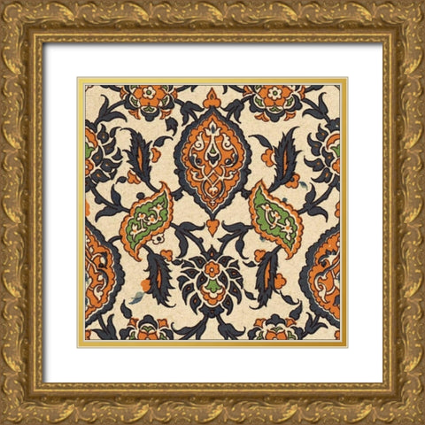 Persian Tile VI Gold Ornate Wood Framed Art Print with Double Matting by Unknown