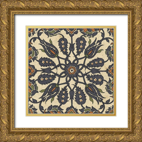 Persian Tile VII Gold Ornate Wood Framed Art Print with Double Matting by Unknown