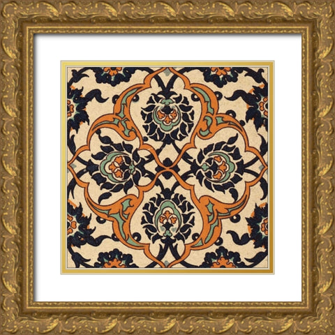 Persian Tile IX Gold Ornate Wood Framed Art Print with Double Matting by Unknown