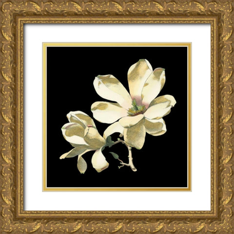 Midnight Magnolias I Gold Ornate Wood Framed Art Print with Double Matting by Chabal Dussurgey