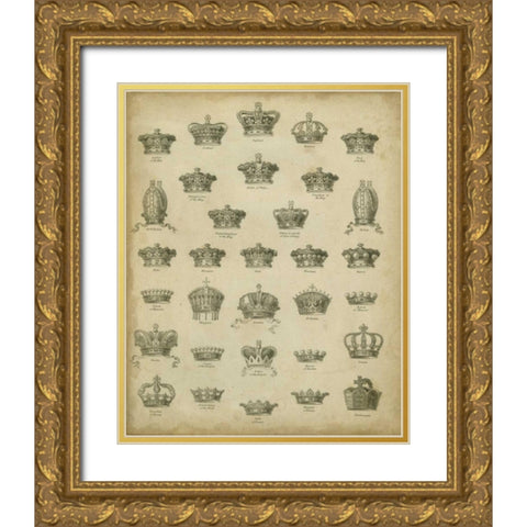 Heraldic Crowns and Coronets V Gold Ornate Wood Framed Art Print with Double Matting by Milton