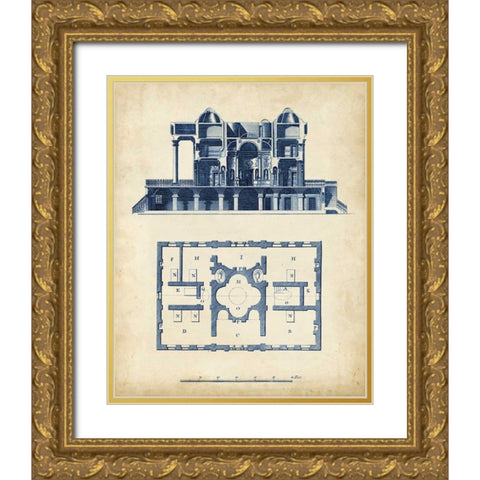 Architectural Blueprint III Gold Ornate Wood Framed Art Print with Double Matting by Andrew Cook George