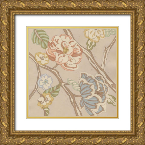 Organza Chintz I Gold Ornate Wood Framed Art Print with Double Matting by Zarris, Chariklia