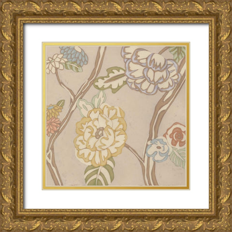 Organza Chintz II Gold Ornate Wood Framed Art Print with Double Matting by Zarris, Chariklia