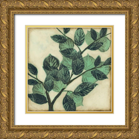 Graphic Leaves I Gold Ornate Wood Framed Art Print with Double Matting by Goldberger, Jennifer