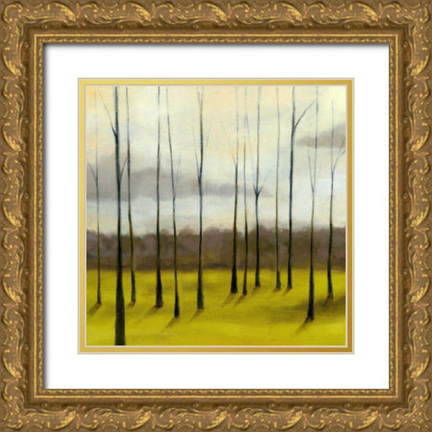 Sunlit Treeline II Gold Ornate Wood Framed Art Print with Double Matting by Goldberger, Jennifer