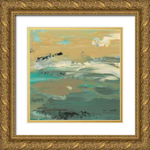 Green Waters Edge I Gold Ornate Wood Framed Art Print with Double Matting by Ludwig, Alicia