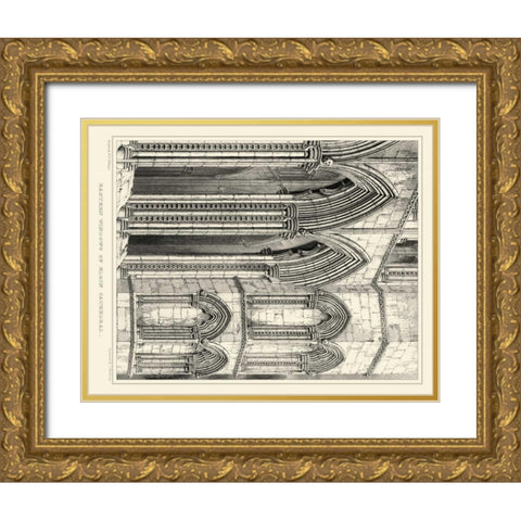 Gothic Detail V Gold Ornate Wood Framed Art Print with Double Matting by Billings, R. W.
