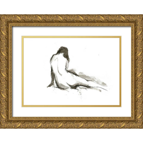 Ink Figure Study II Gold Ornate Wood Framed Art Print with Double Matting by Harper, Ethan