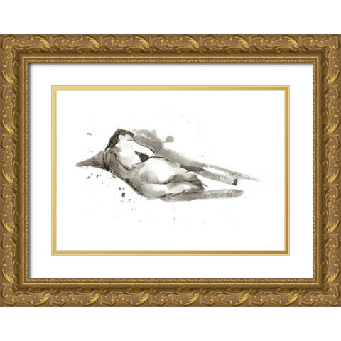Ink Figure Study III Gold Ornate Wood Framed Art Print with Double Matting by Harper, Ethan