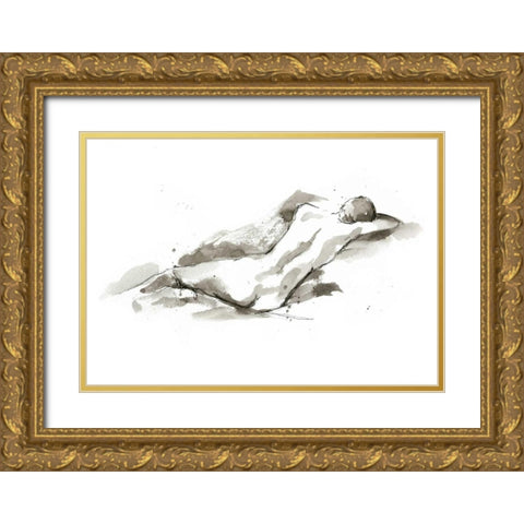 Ink Figure Study V Gold Ornate Wood Framed Art Print with Double Matting by Harper, Ethan