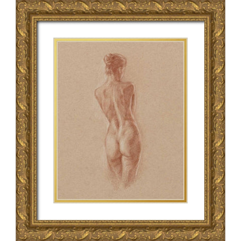 Standing Figure Study II Gold Ornate Wood Framed Art Print with Double Matting by Harper, Ethan