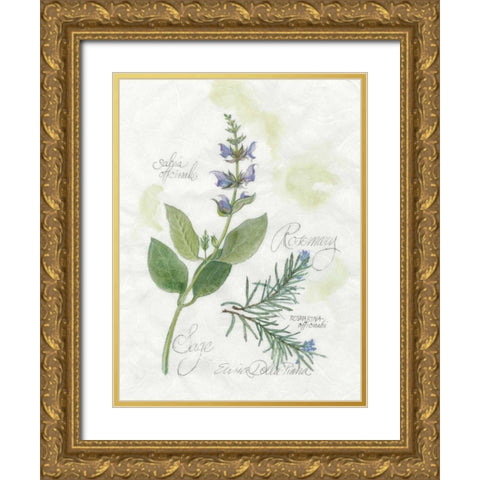 Rosemary and Sage Gold Ornate Wood Framed Art Print with Double Matting by Della-Piana, Elissa