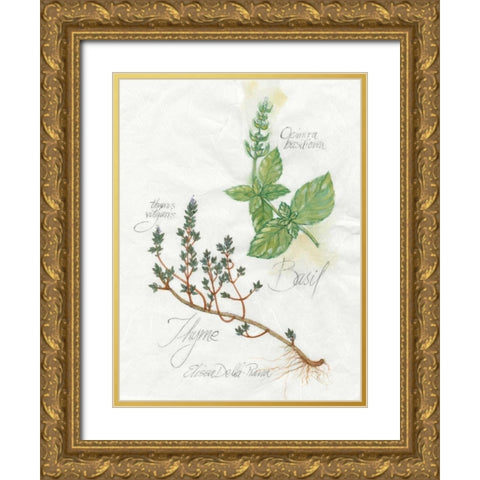 Basil and Thyme Gold Ornate Wood Framed Art Print with Double Matting by Della-Piana, Elissa