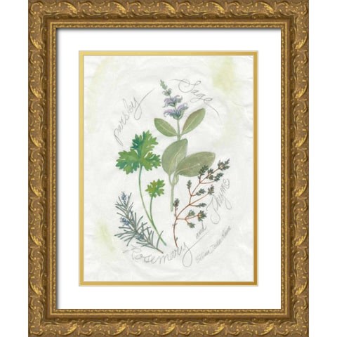 Parsley and Sage Gold Ornate Wood Framed Art Print with Double Matting by Della-Piana, Elissa