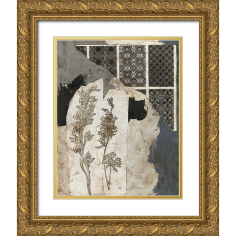 Non-Embellished Fragmented Collage II Gold Ornate Wood Framed Art Print with Double Matting by Meagher, Megan