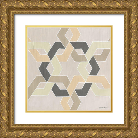 Non-Embellished Deco Stitch II Gold Ornate Wood Framed Art Print with Double Matting by Lam, Vanna