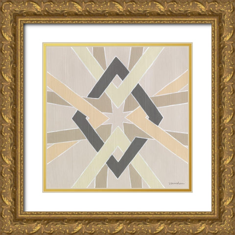 Non-Embellished Deco Stitch III Gold Ornate Wood Framed Art Print with Double Matting by Lam, Vanna