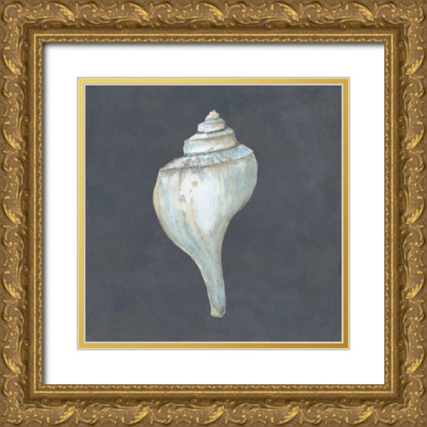 Shell on Slate IV Gold Ornate Wood Framed Art Print with Double Matting by Meagher, Megan