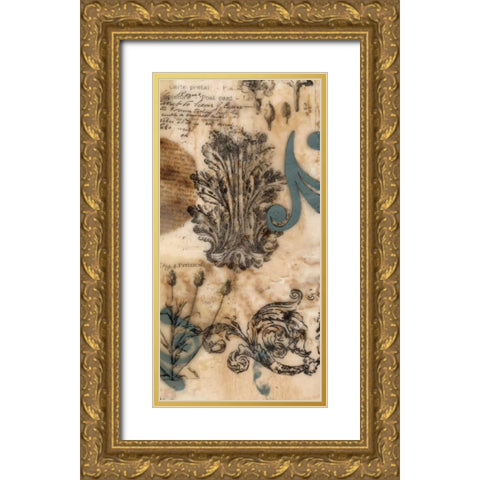 Encaustic Ephemera II Gold Ornate Wood Framed Art Print with Double Matting by Goldberger, Jennifer