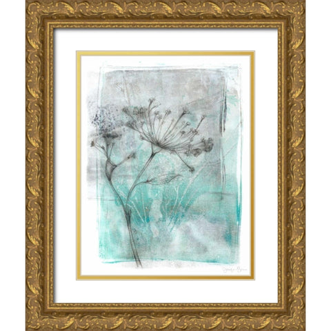 Ombre Wildflowers I Gold Ornate Wood Framed Art Print with Double Matting by Goldberger, Jennifer