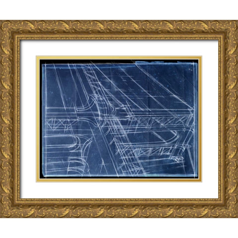 Bridge Blueprint I Gold Ornate Wood Framed Art Print with Double Matting by Harper, Ethan