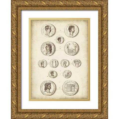 Antique Roman Coins I Gold Ornate Wood Framed Art Print with Double Matting by Unknown