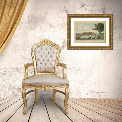 Hampton Court Gold Ornate Wood Framed Art Print with Double Matting by Unknown