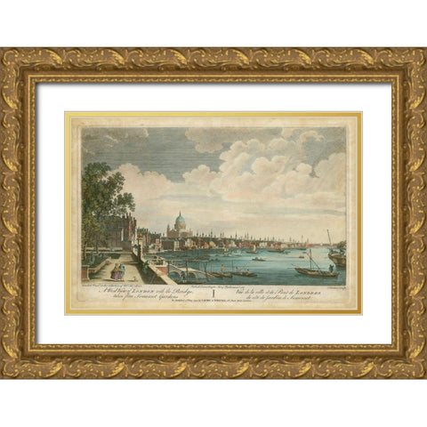 West View of London Gold Ornate Wood Framed Art Print with Double Matting by Unknown