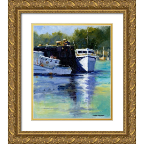 Morning at the Marina Gold Ornate Wood Framed Art Print with Double Matting by Chenault, Barbara